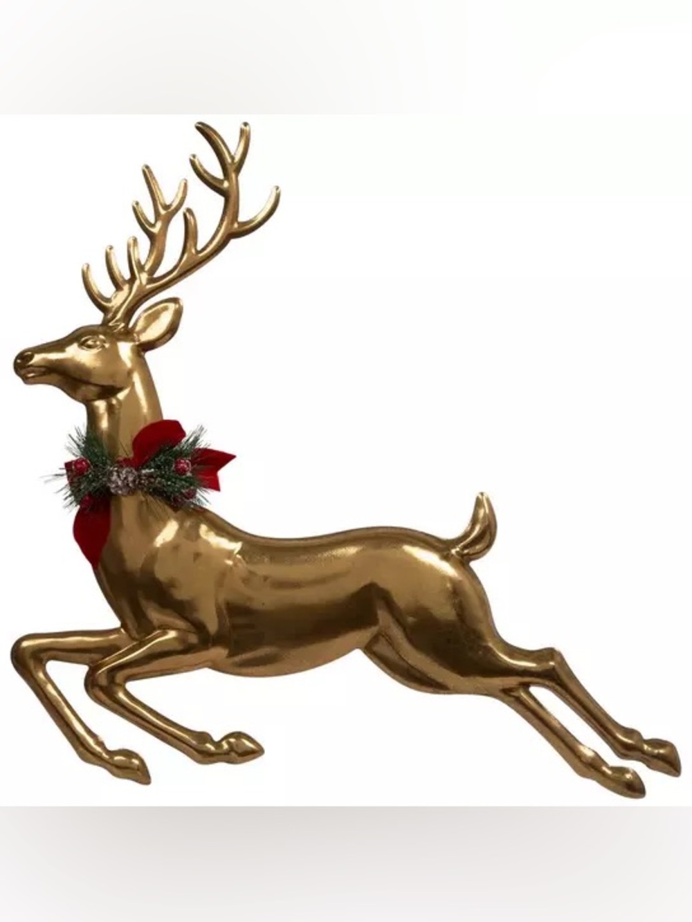 Gold Leaping Reindeer Metal Wall Decor